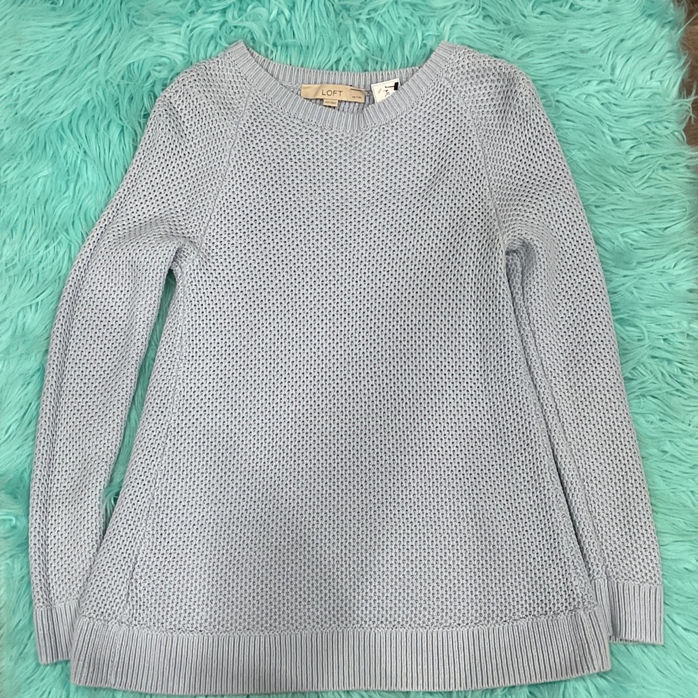 LOFT Women's Soft light blue Crew Neck Sweater